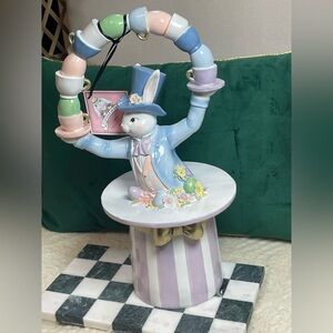 Colorful Rabbit Figurine with Teacups rainbow viral Easter spring